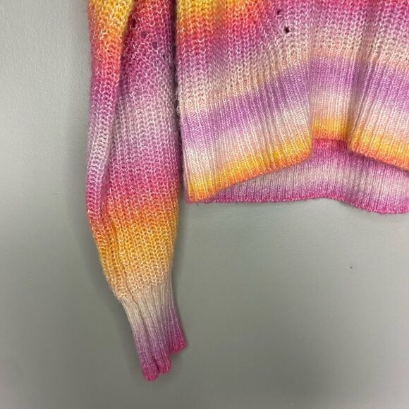 Rebecca Minkoff Pink Bright Brinkley Mock-Neck Ribbed Knit Sweater Size Small - Picture 6 of 7